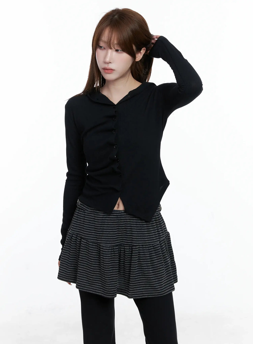 Twisted Button-Up Hooded Cardigan CS501