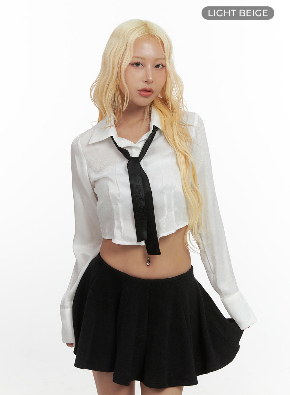 Chic Pintuck Buttoned Crop Shirt CS425