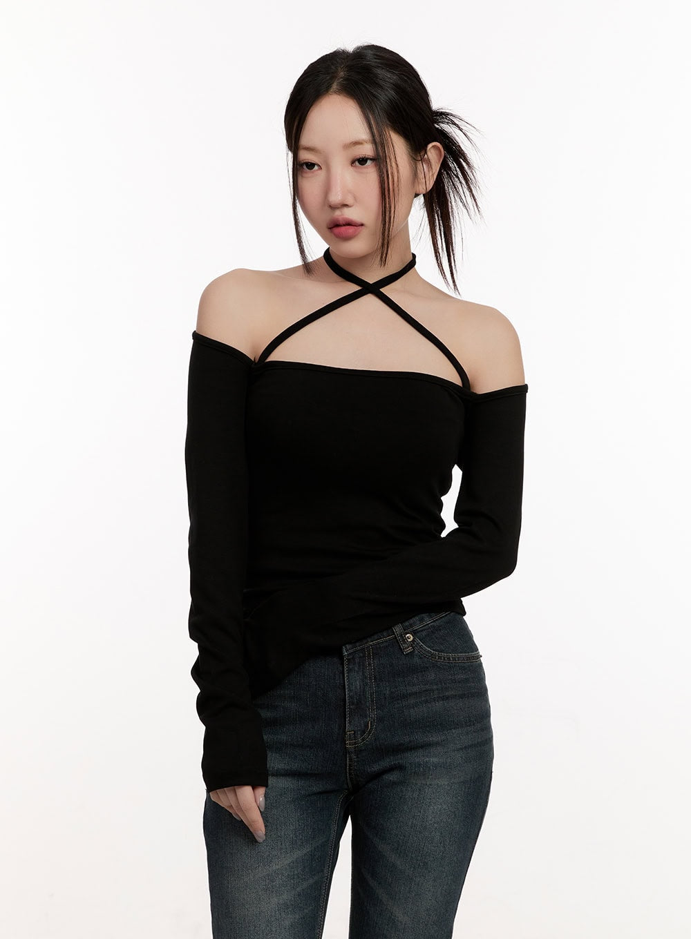Cross-Strap Off-Shoulder Top CM507