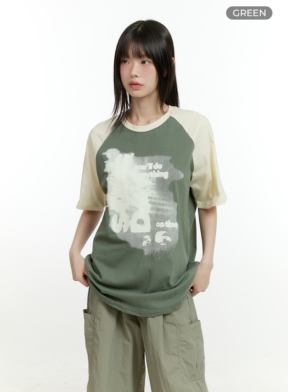 Cotton Graphic Raglan T-Shirt CG402