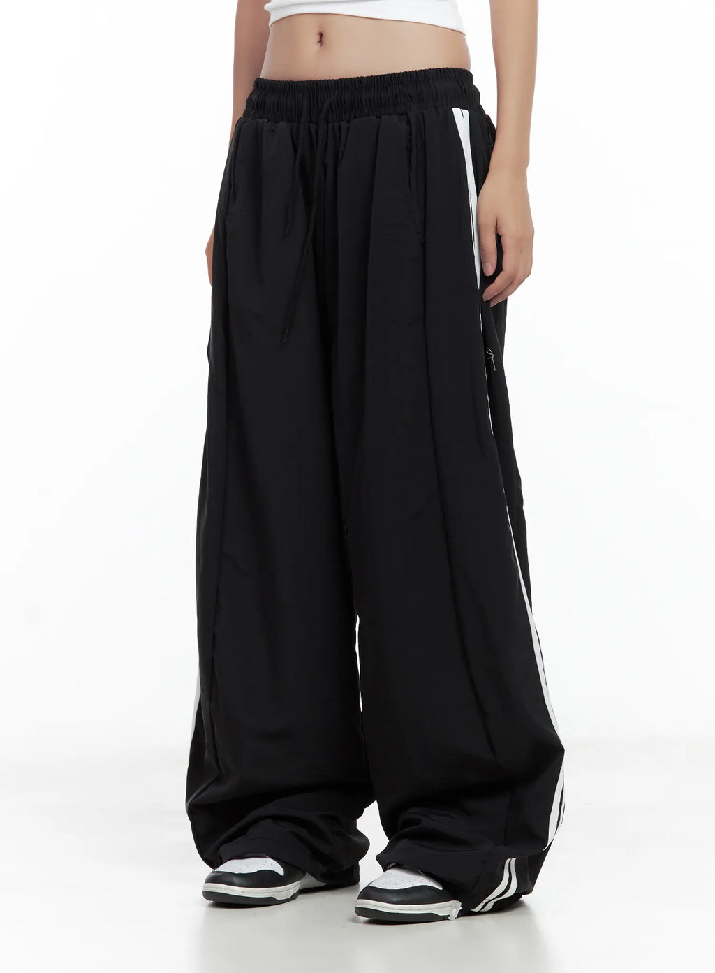 Striped Wide-Leg Nylon Track Pants CL509
