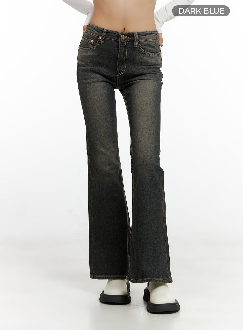 Paisley Slim-Fit Bootcut Washed Jeans CO424