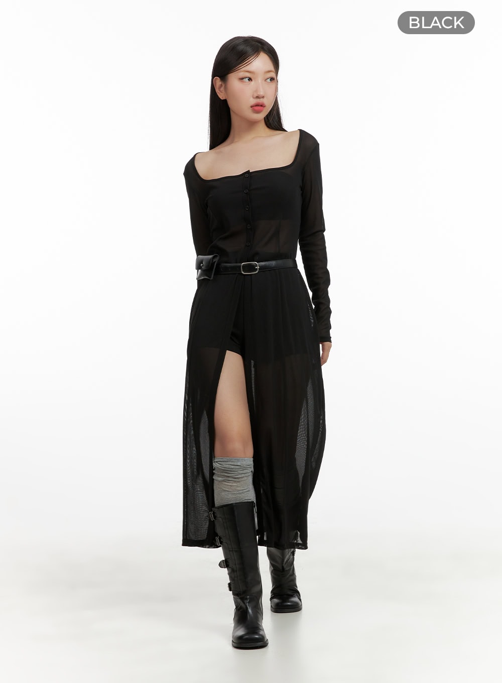 Square Neck Sheer Cardigan CU407