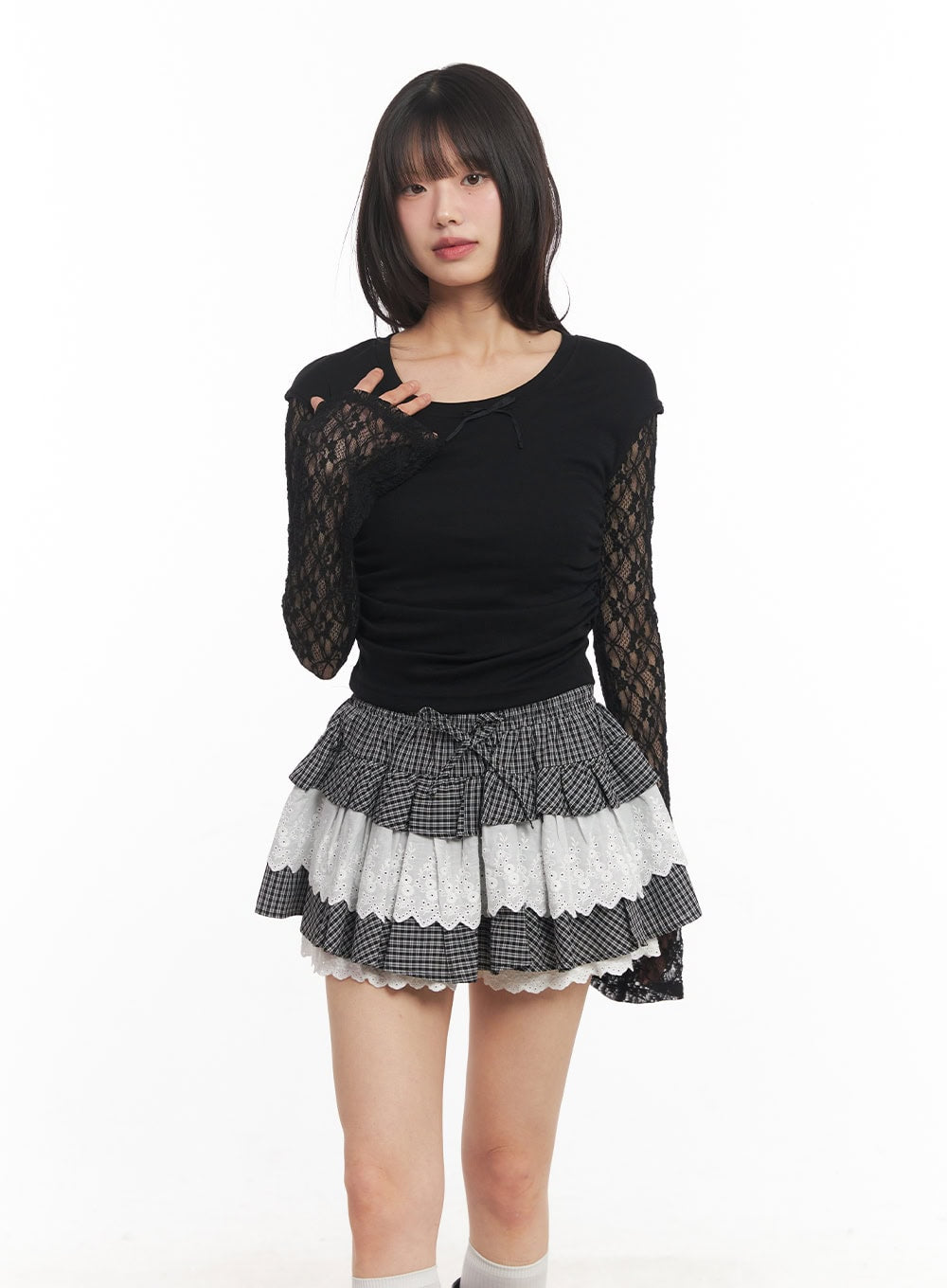 Ribbon Slim-Fit Cropped Shirt CA523