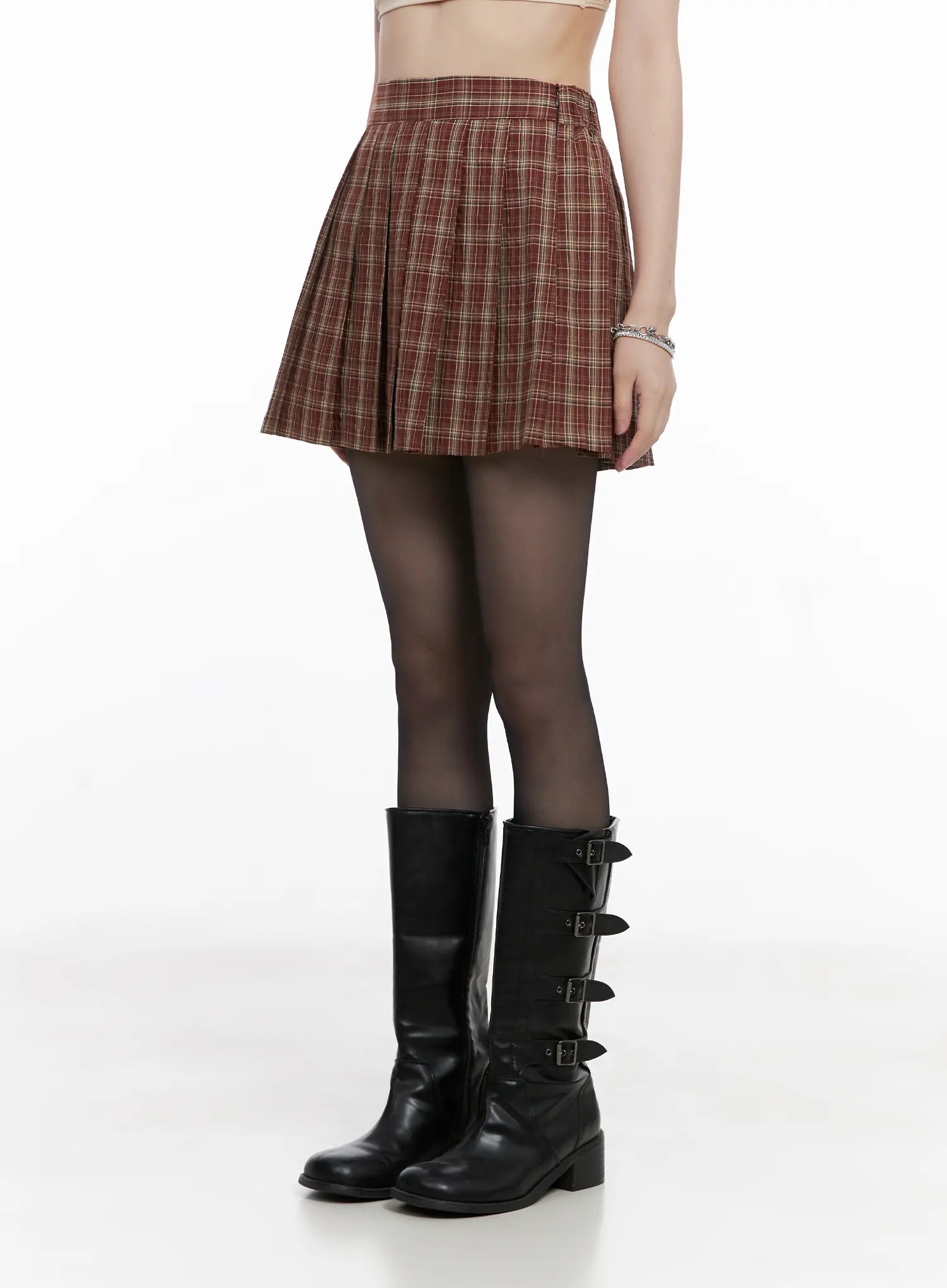 Plaid Pleated Mini Skirt CG519