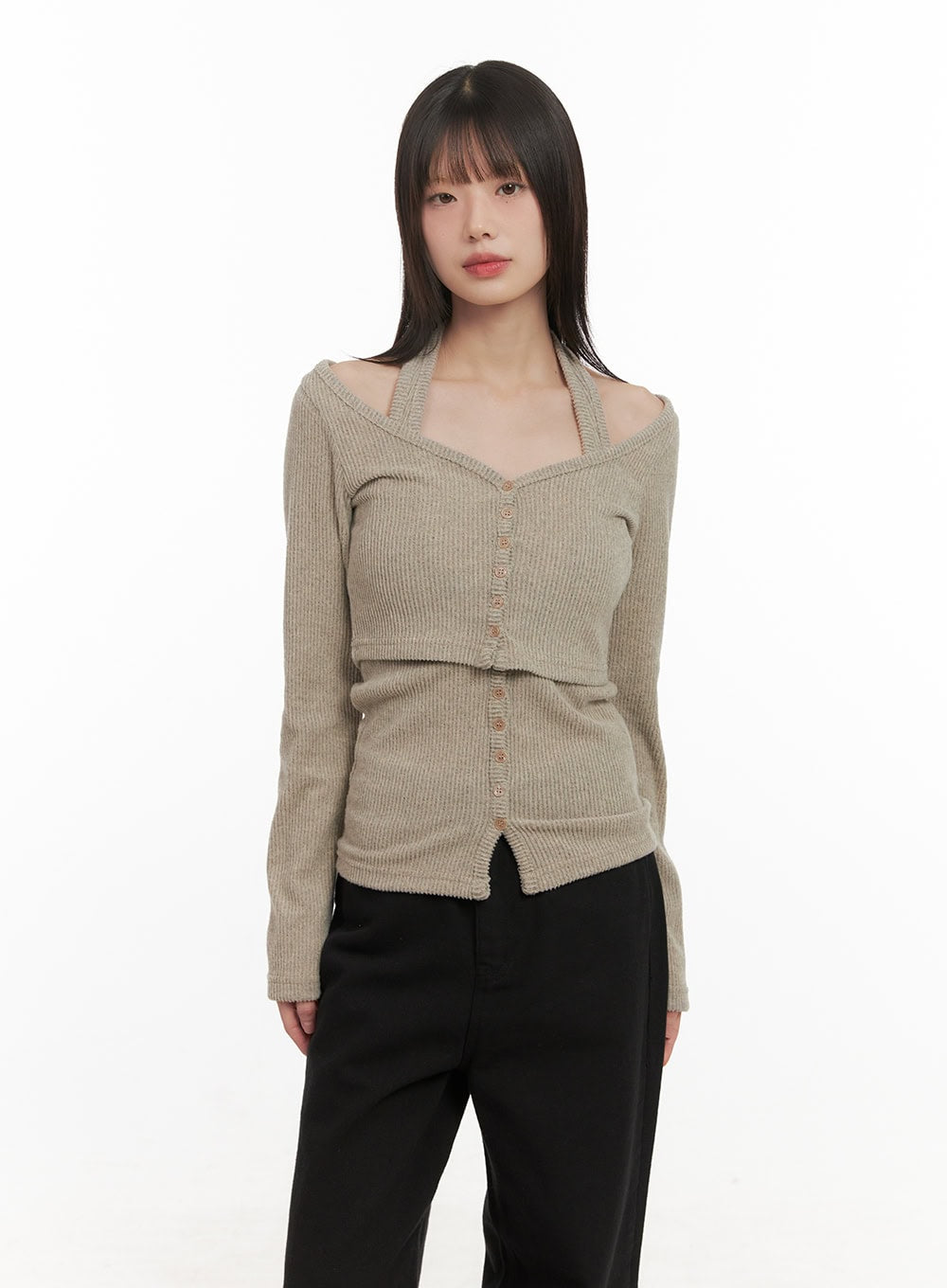Halter Neck Buttoned Cardigan CD430