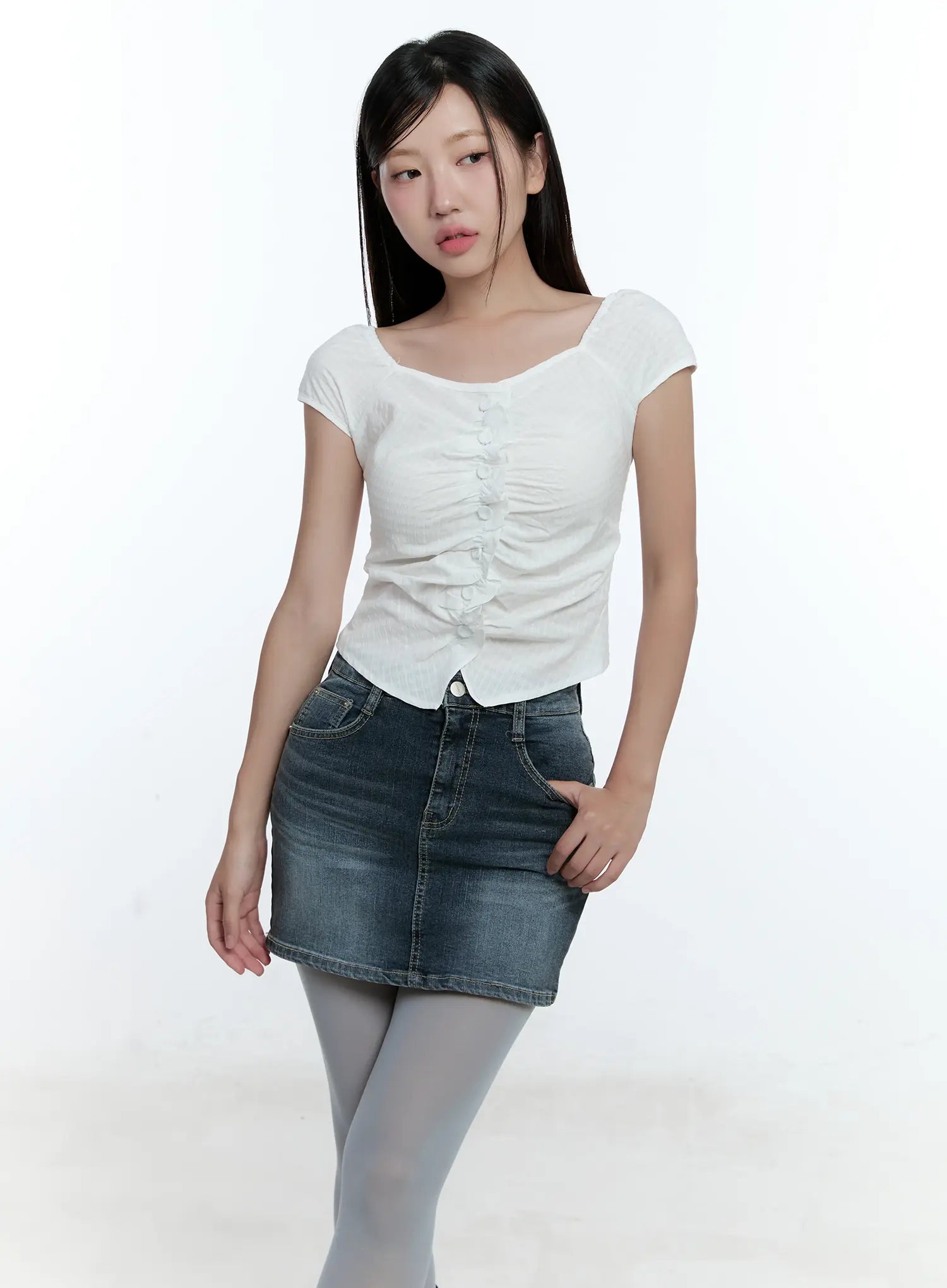 Shirred Slim-Fit Shirt CU527