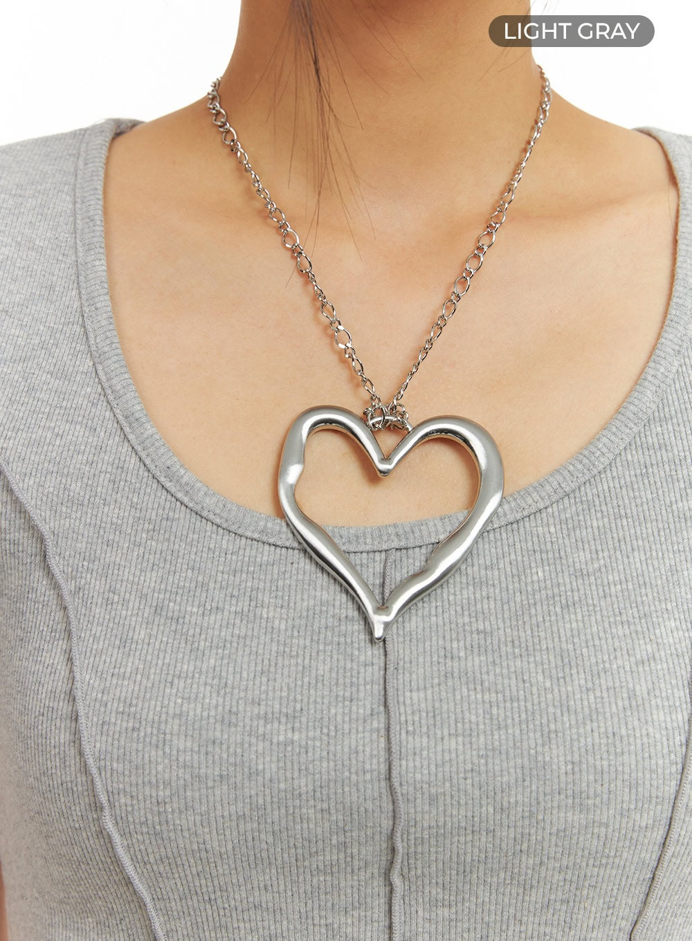 Metal Heart Pendant Chain Necklace CA424