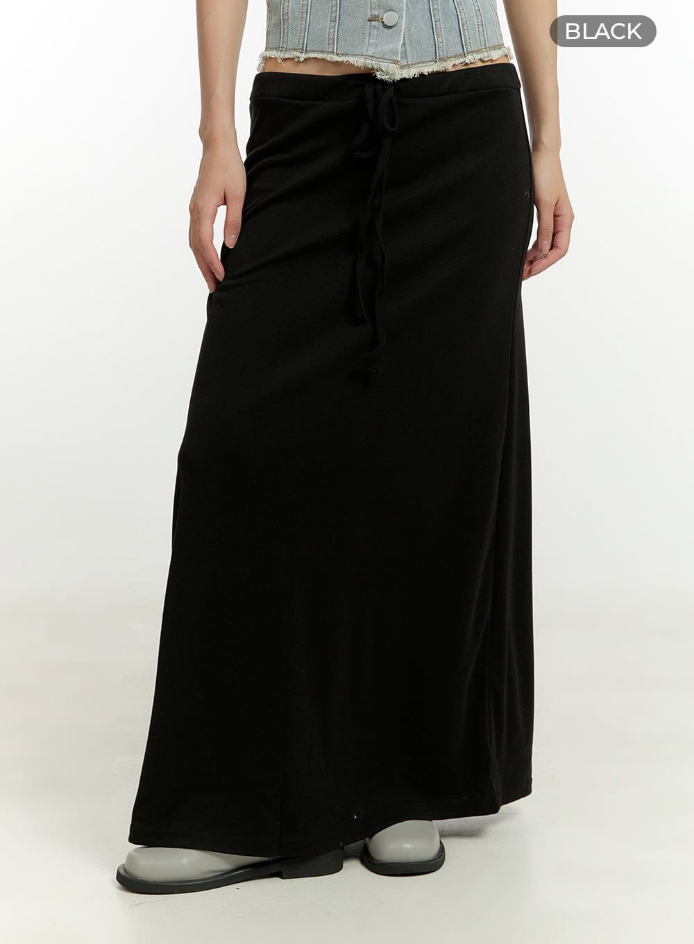 Solid Banded Maxi Skirt CU428