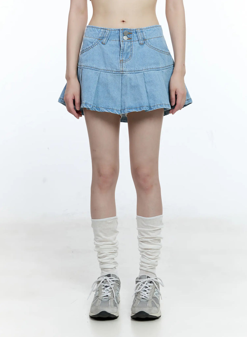 Pleated Denim Mini Skort CG511