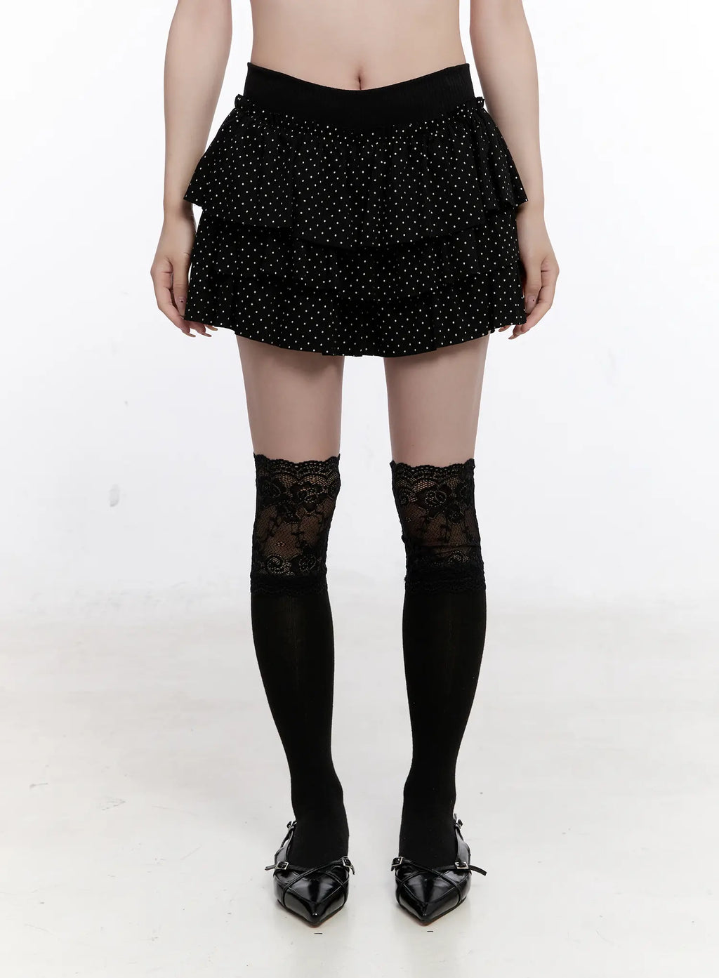 Polka Dot Tiered Mini Skirt CS530