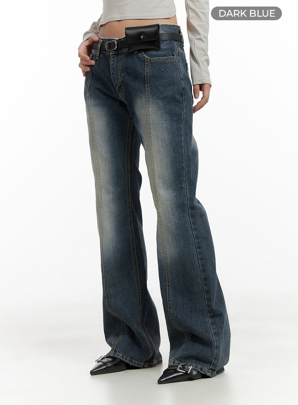 Low Rise Front Seam Bootcut Jeans CL417