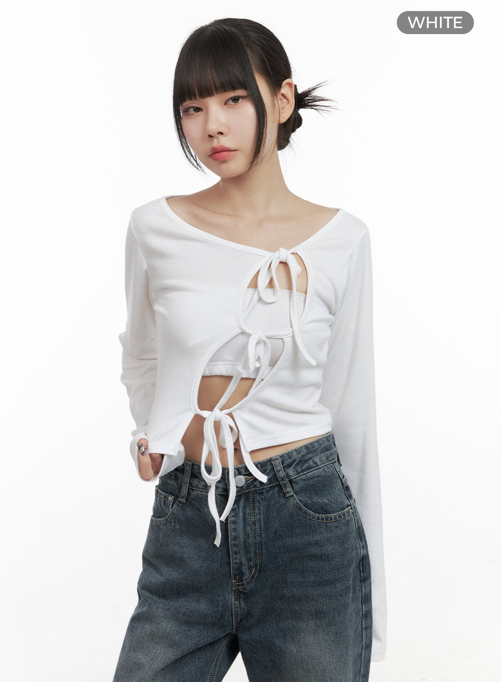 Strap Cut-out Crop Cardigan OO401