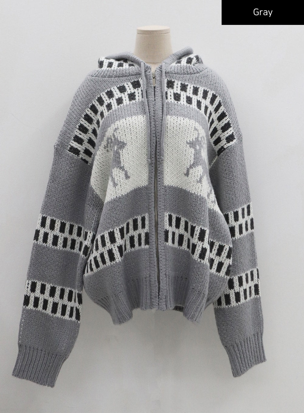 Oversize Hooded Zipper Knit CN03