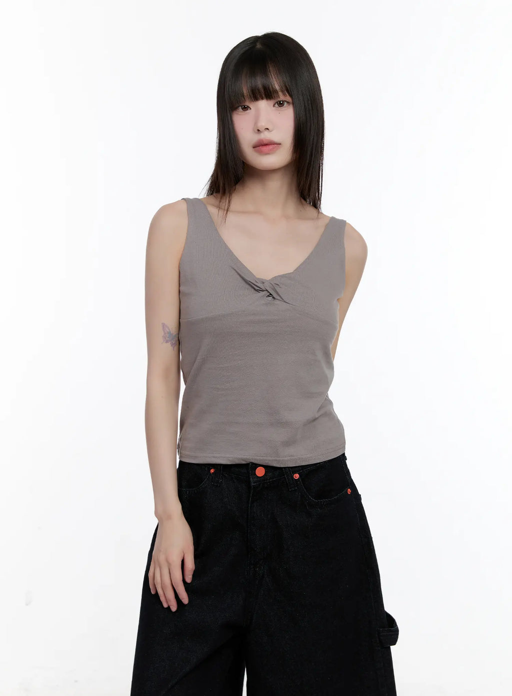 Twist Detail V-Neck Sleeveless Top CL504