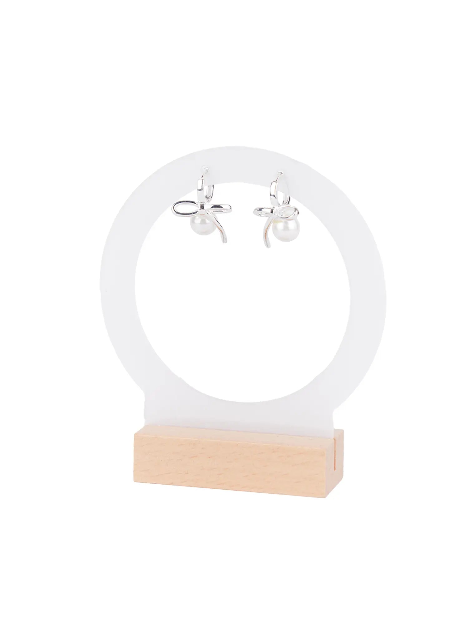 Ribbon and Faux Pearl Earrings CS523