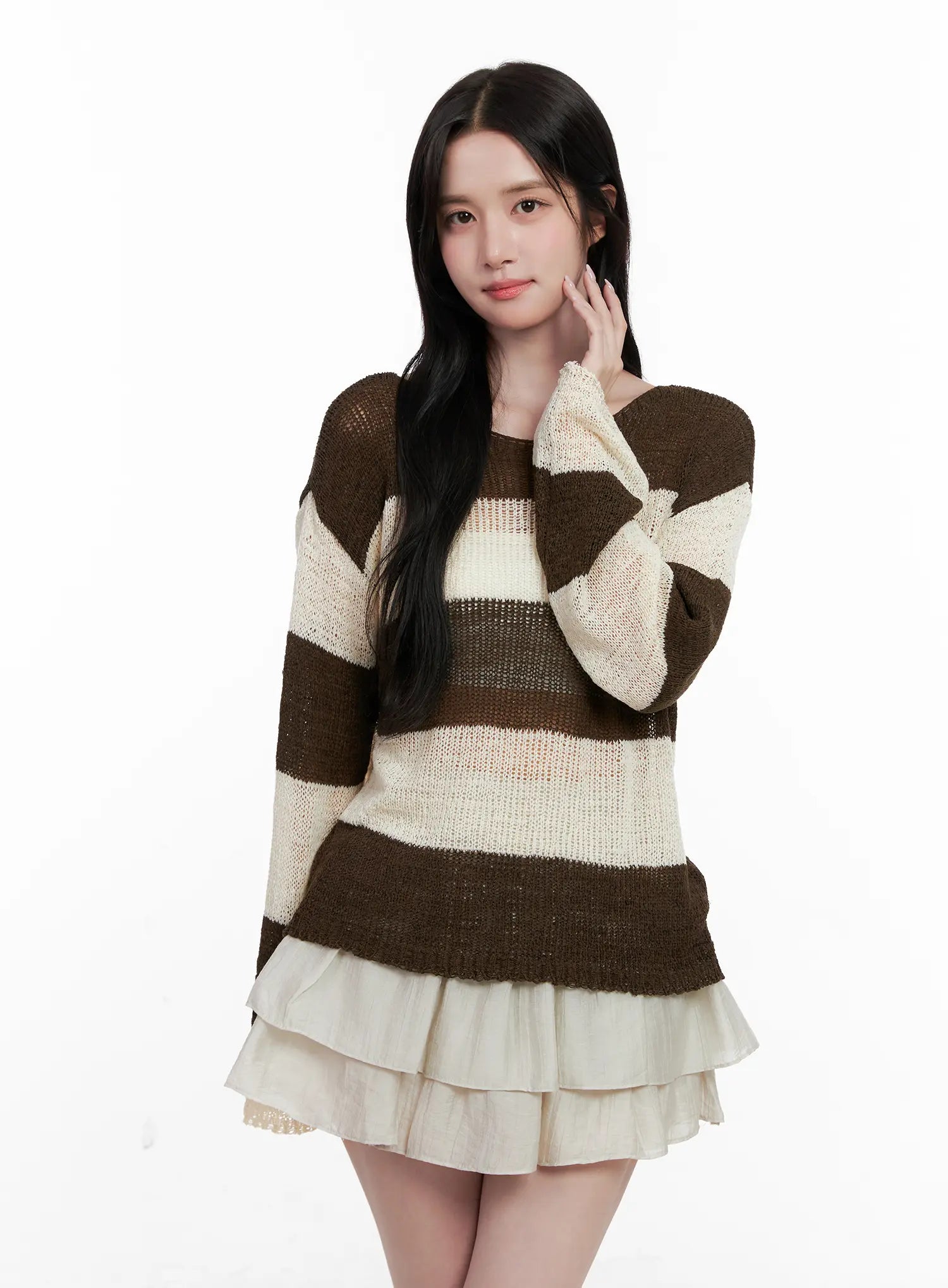 Relaxed-Fit Striped Knit Sweater CL515