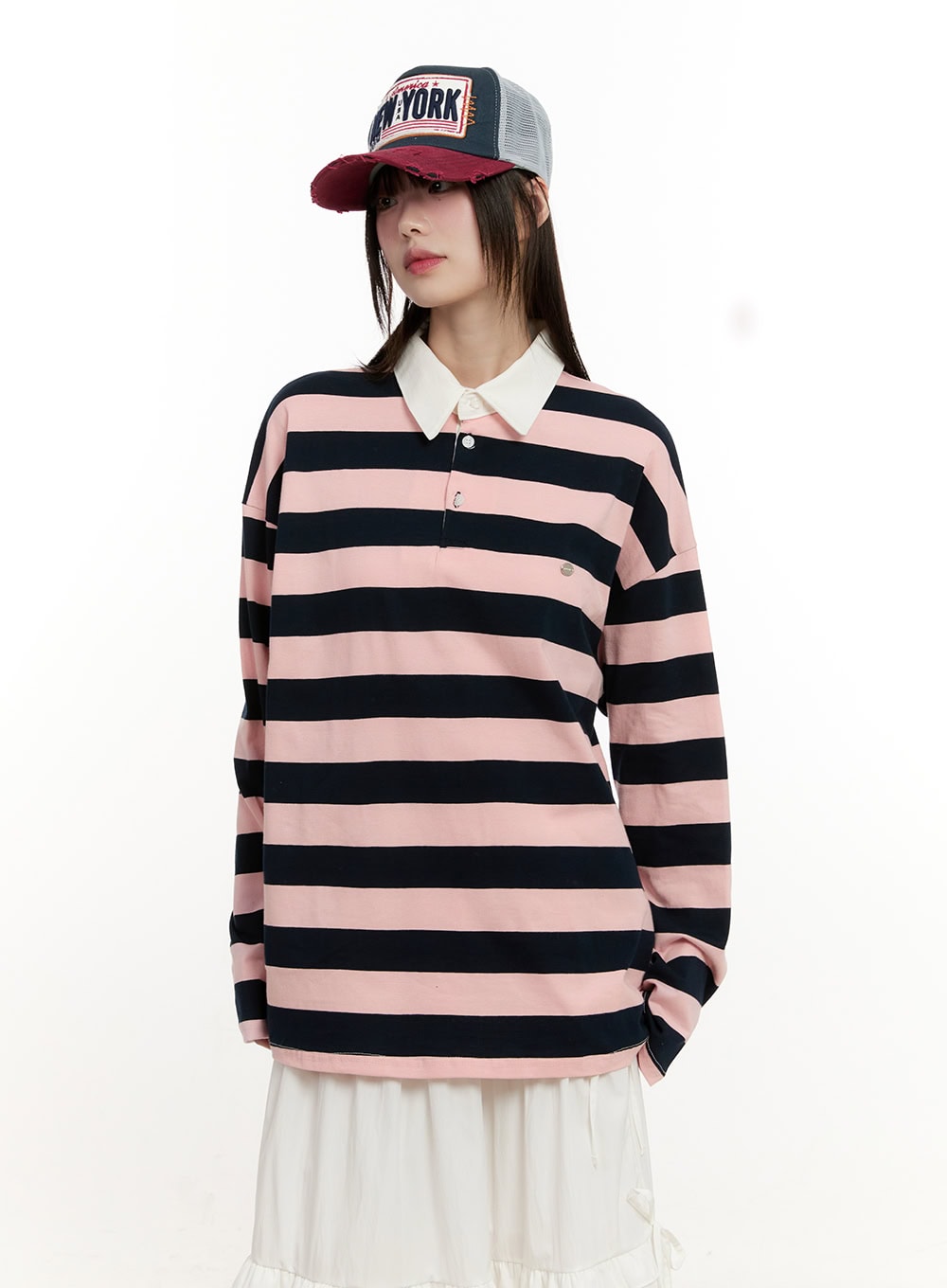 Striped Long Sleeve Polo Shirt CM514