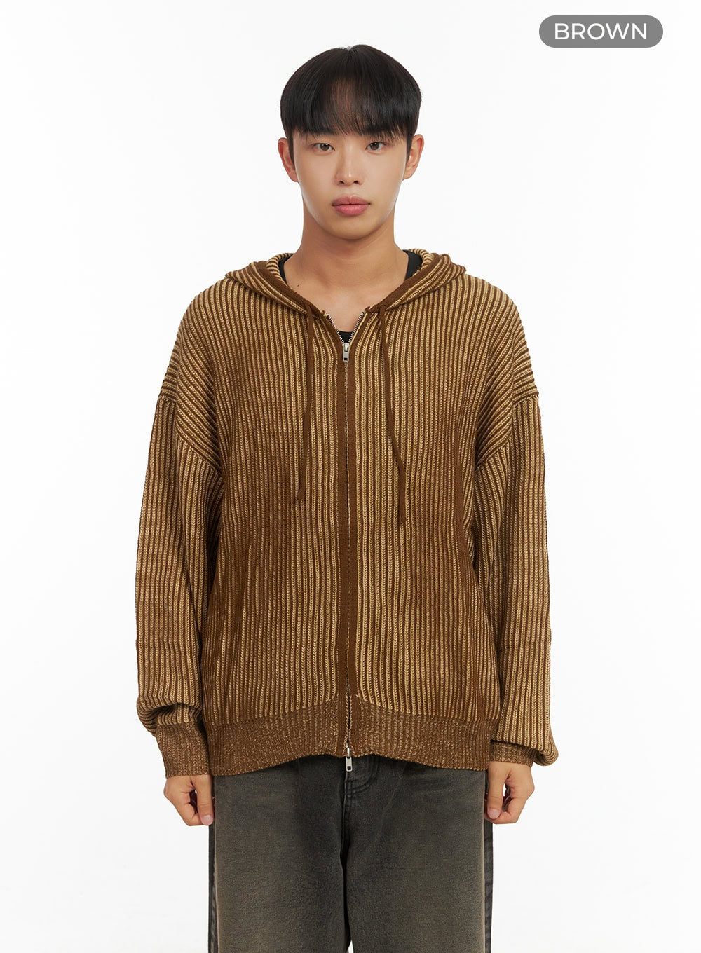 Men's SoftTouch Two Tone Hooded Cardigan CO408