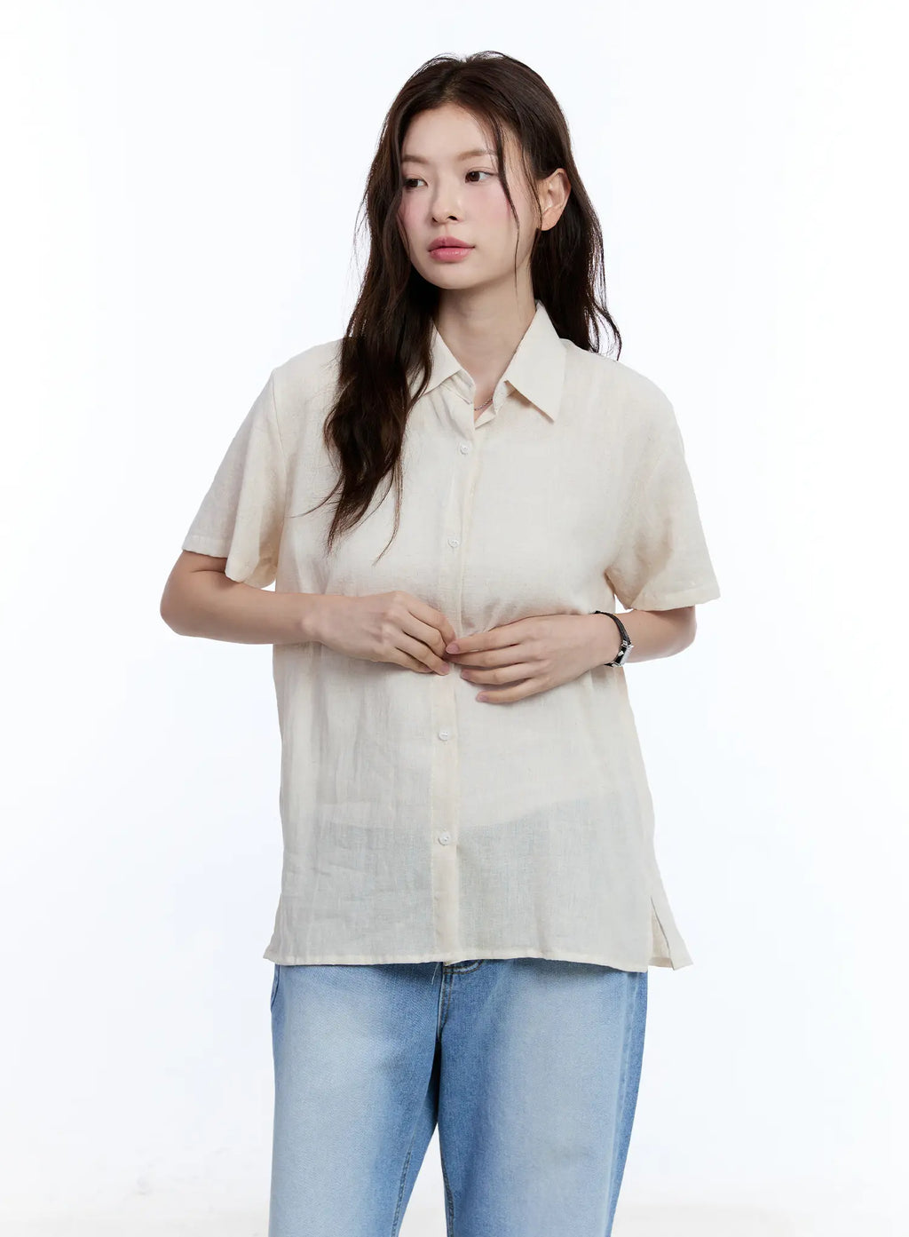 Linen Short-Sleeve Collared CU513