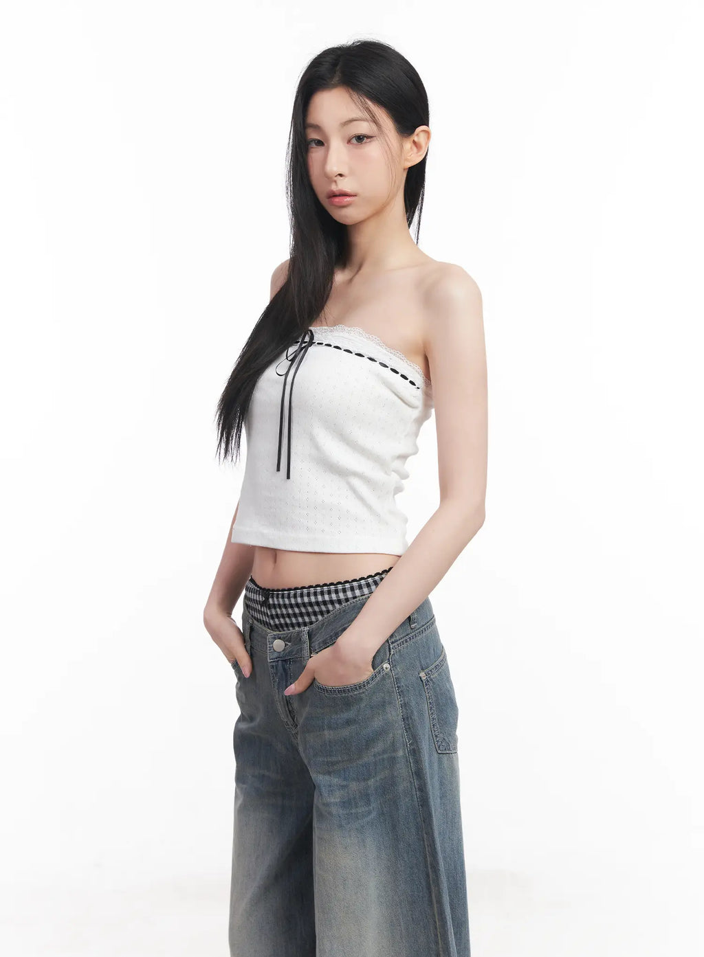 Lace Ribbon Tube Top CU510