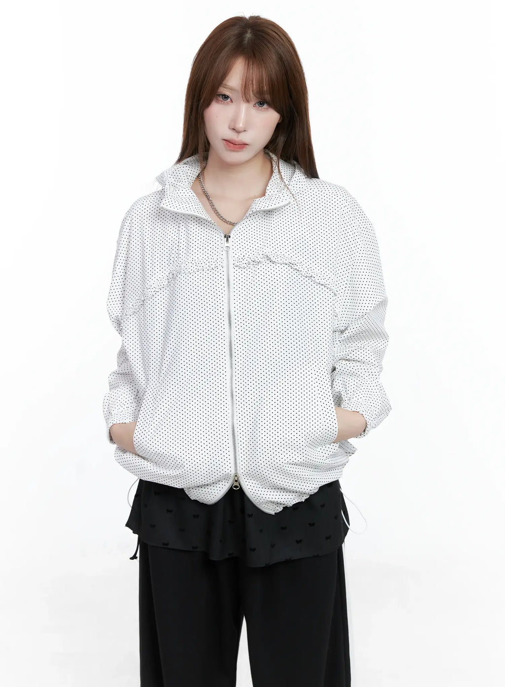 Polka-Dot Hooded Windbreaker CS501
