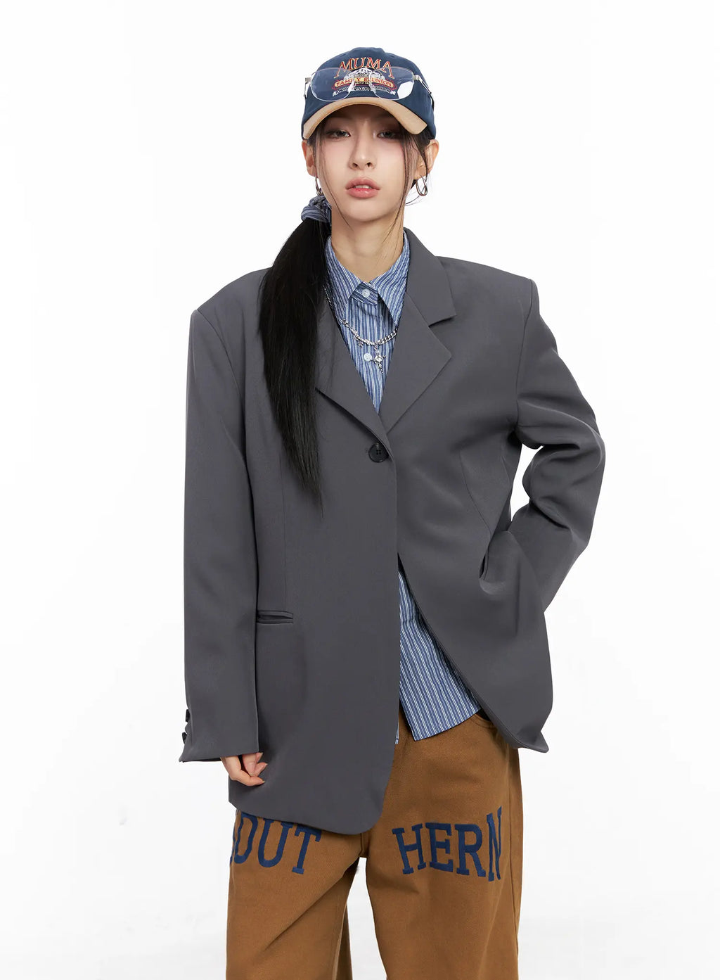 Oversized One-Button Blazer CC1109