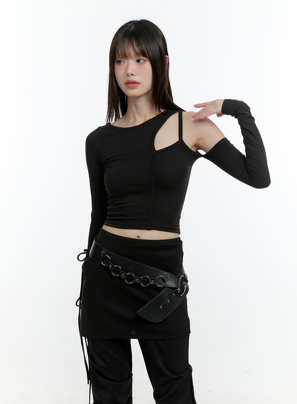 One-Shoulder Cutout Crop Top CF507