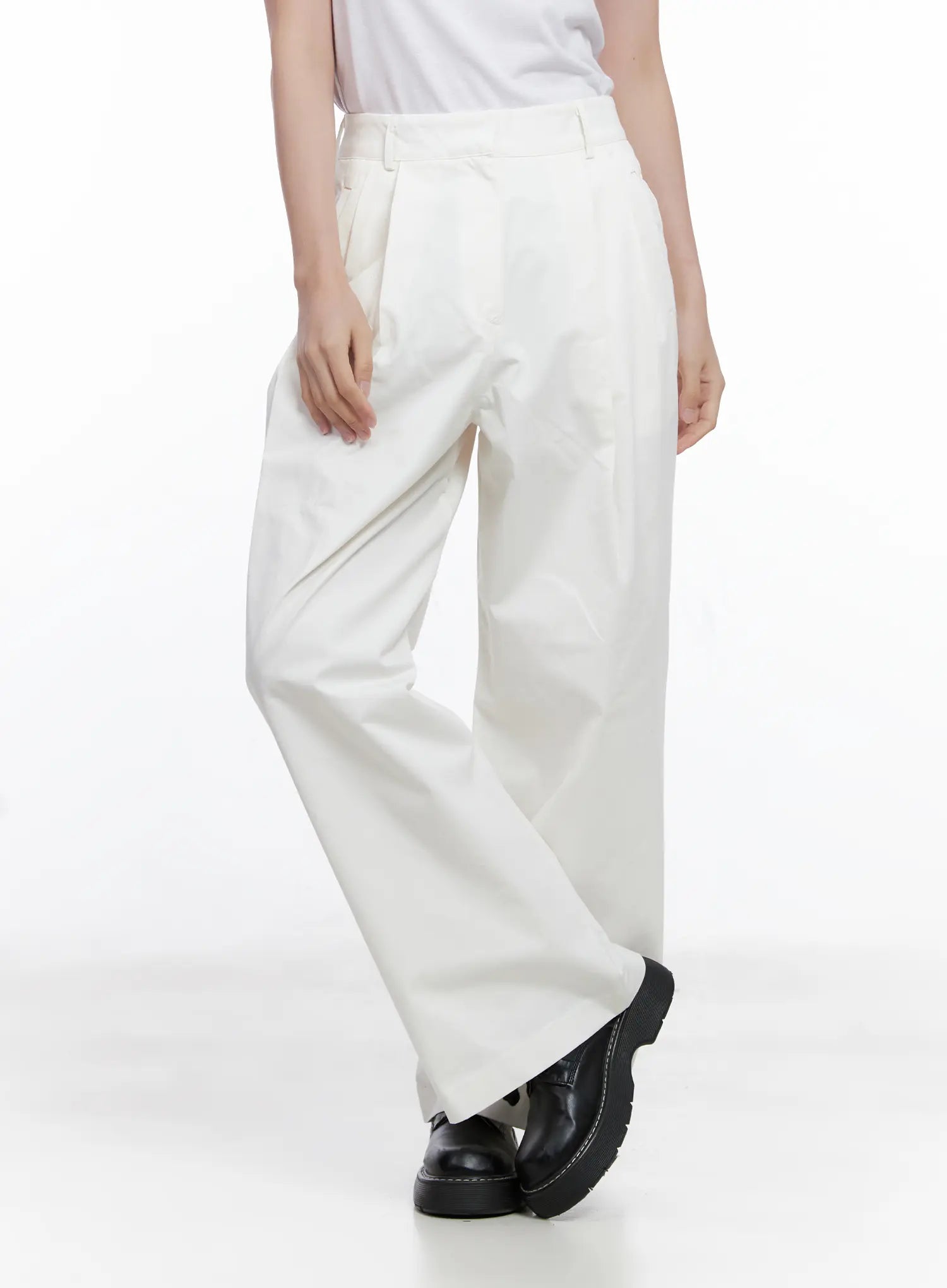 Pintuck Wide Leg Cotton Pants CG520