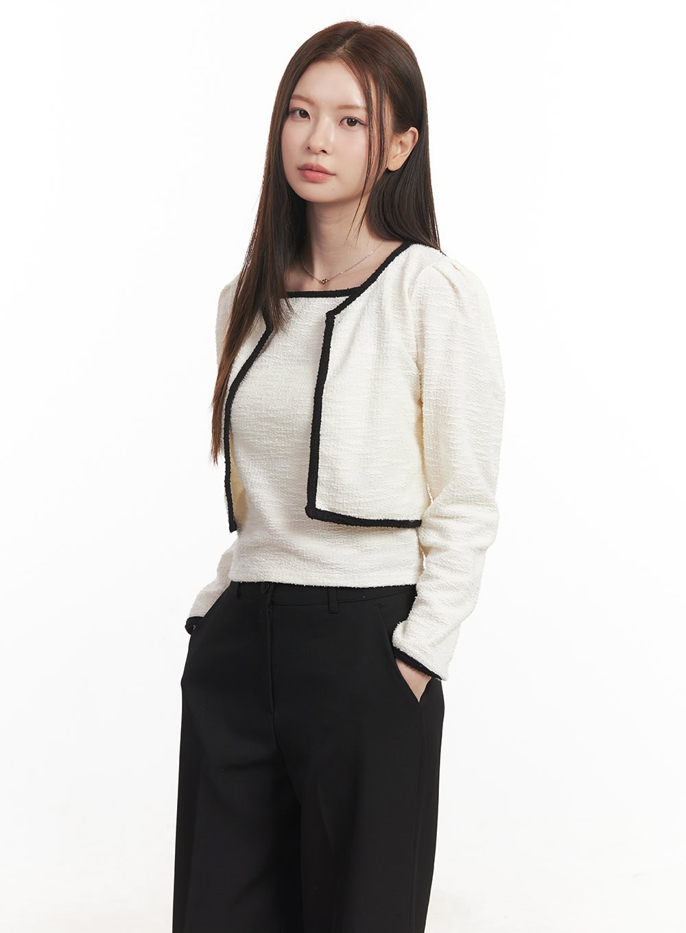 Contrast Tank Top Cardigan Set CA501