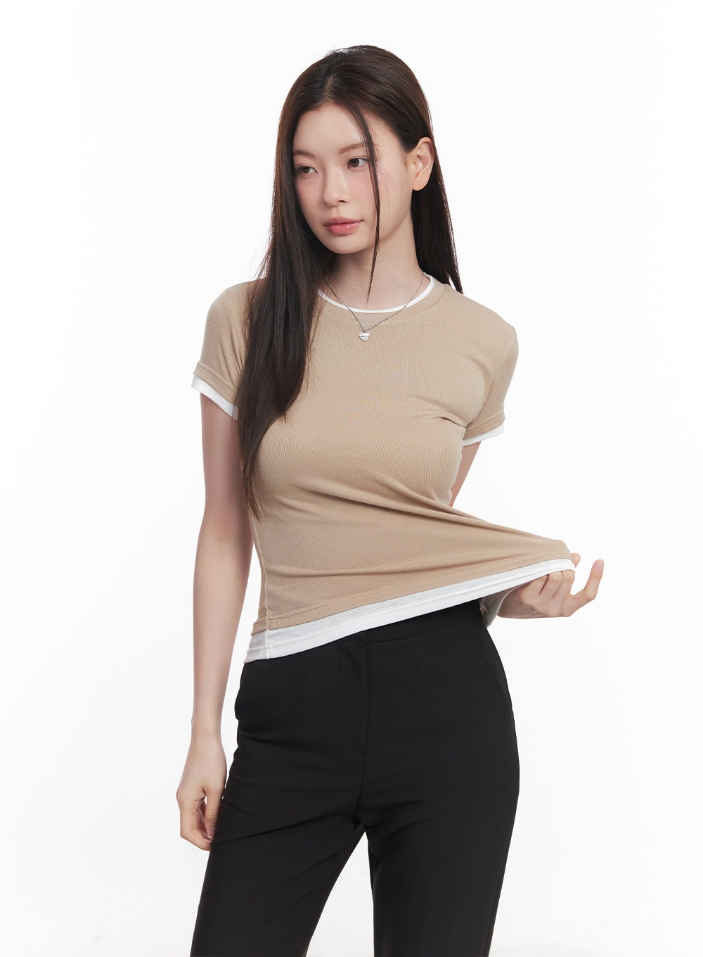 Two-Tone Layered Tee CY519