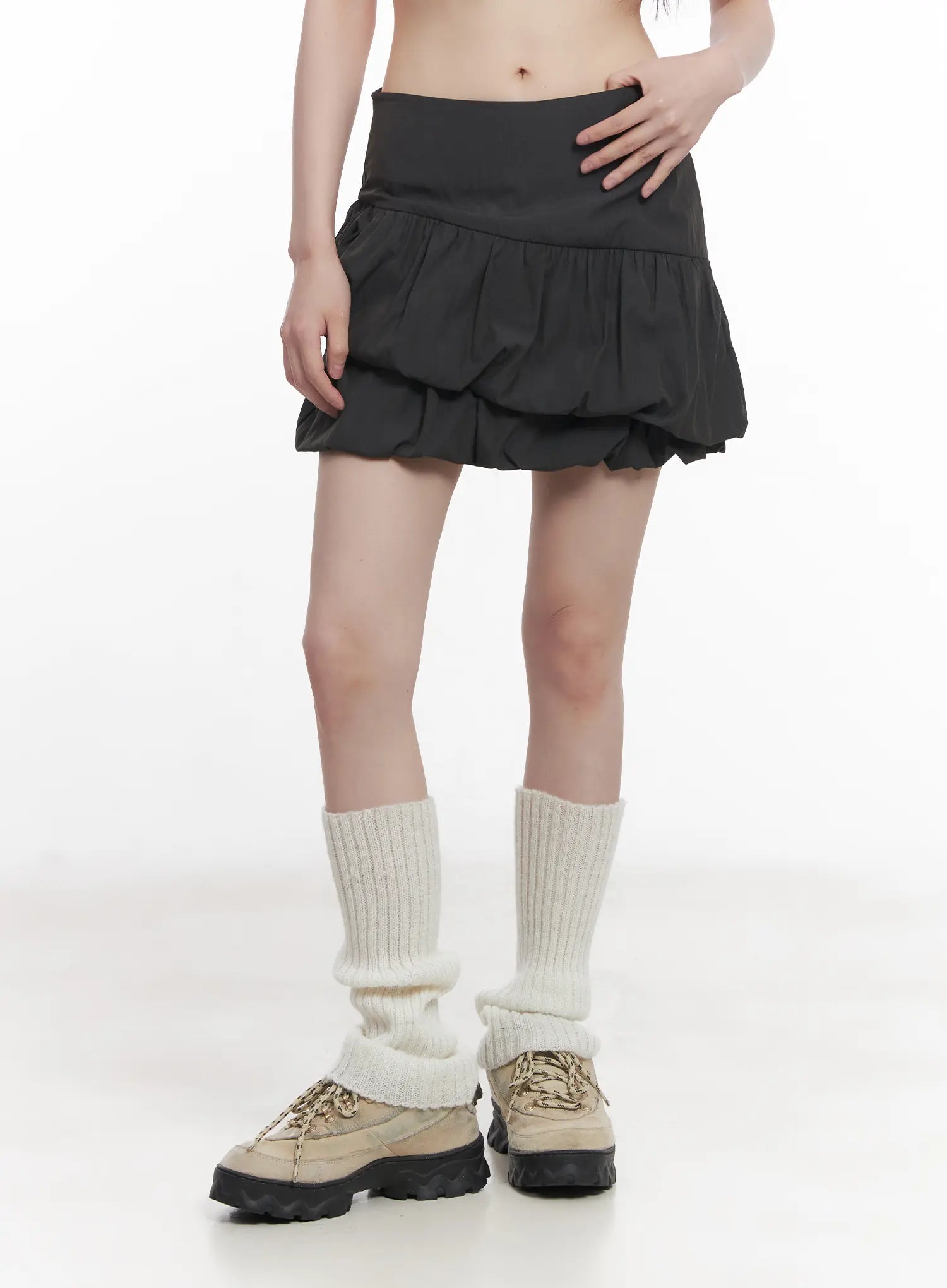 Asymmetric Shirred Mini Skirt CU518
