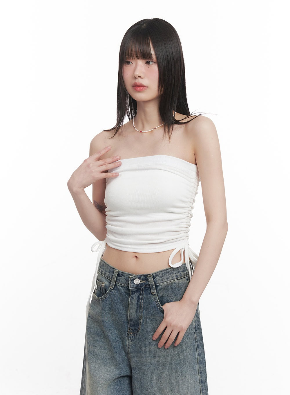 Side Ruched Tube Top CM520