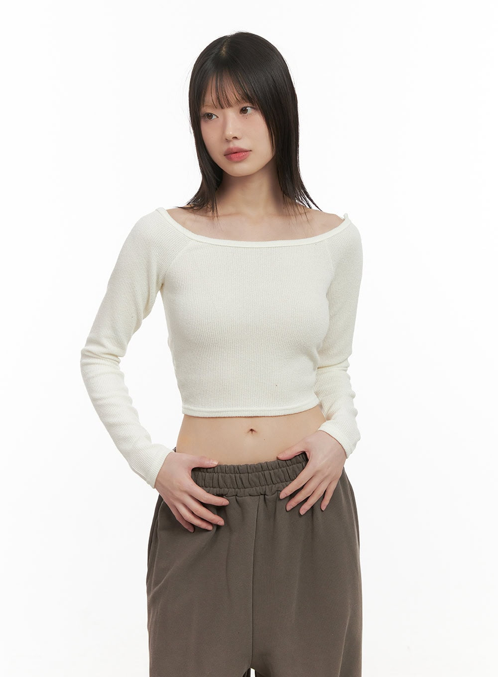 Back Cut-Out Off-Shoulder Crop Top CD430