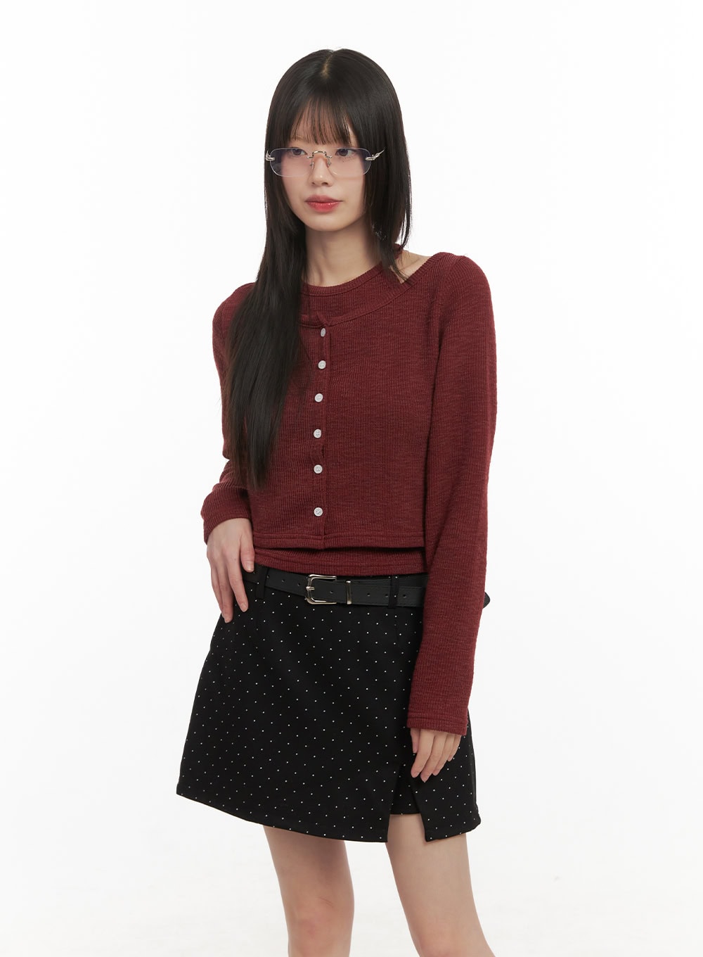 Slim-Fit Cardigan & Halter Top Set CD430