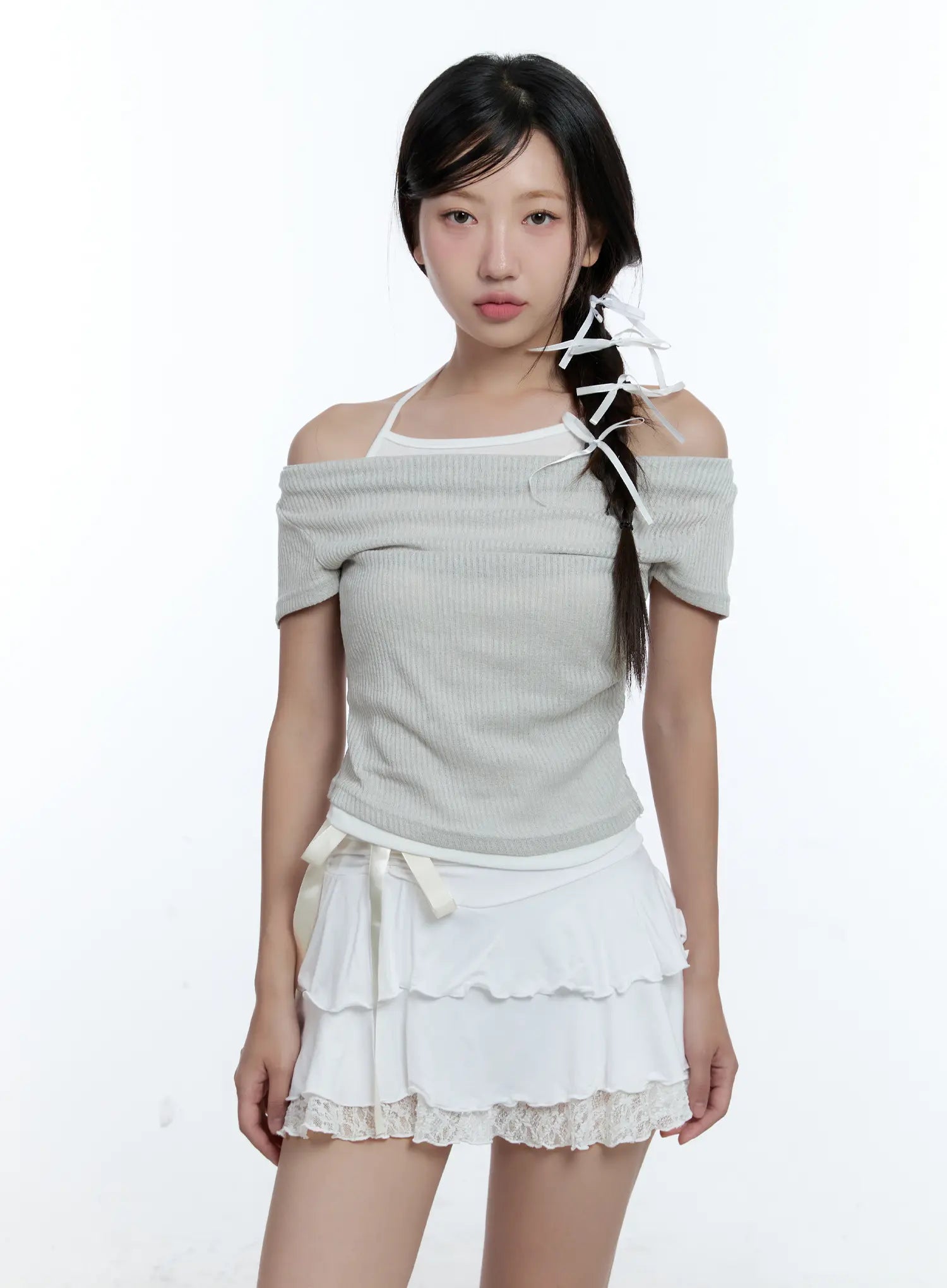 Layered Halter Neck Crop Top CU527