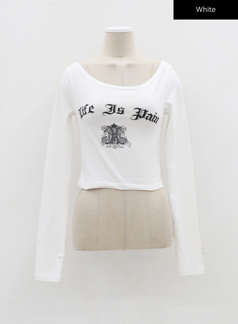 Graphic Off-Shoulder Warmer Cropped Top CJ310