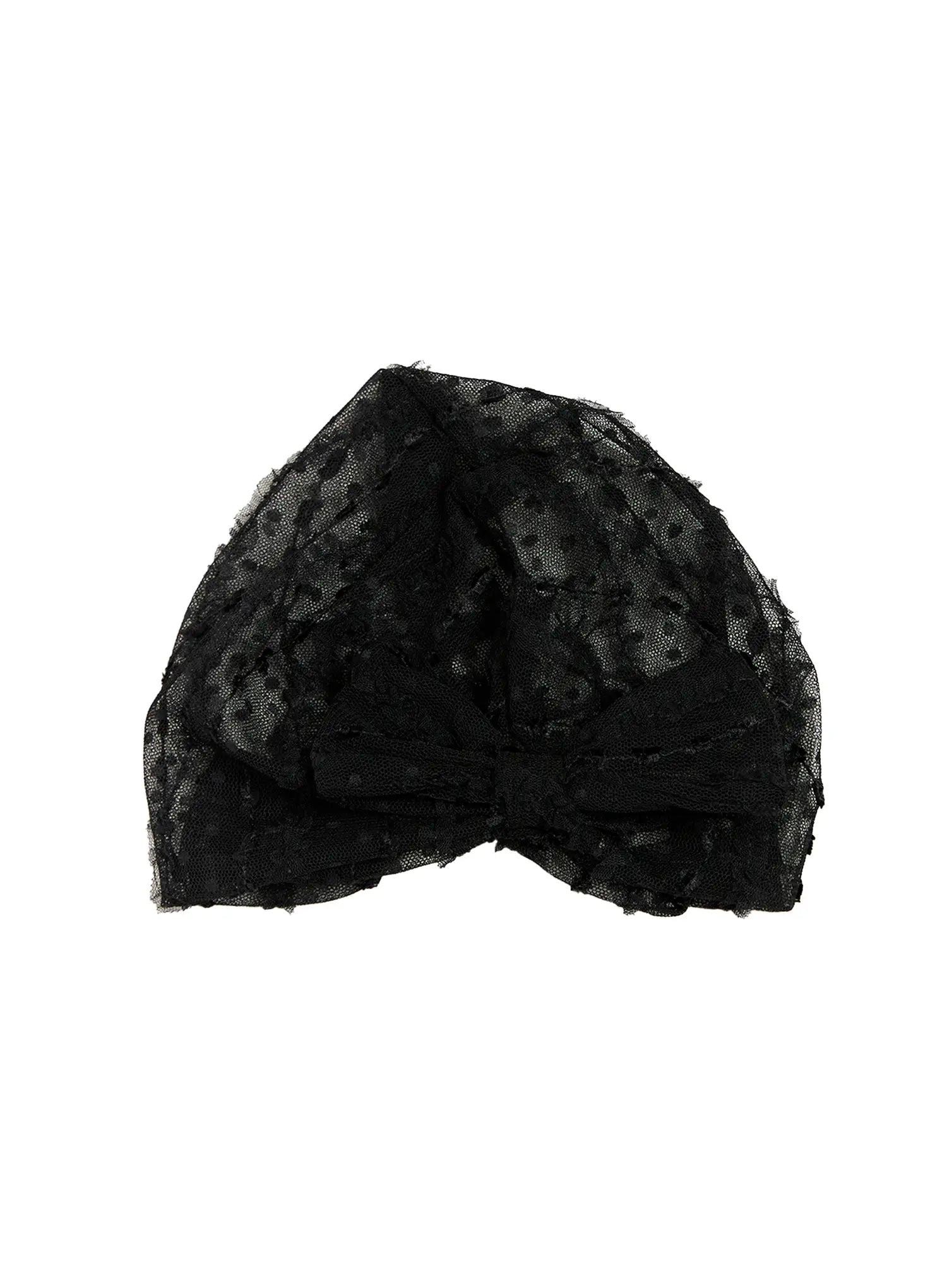 Sheer Polka-Dot Ribbon Beanie CL514