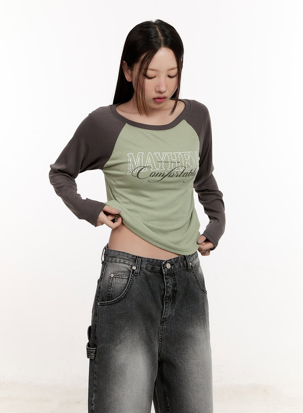 Graphic Two-Tone Off-Shoulder Top CM507