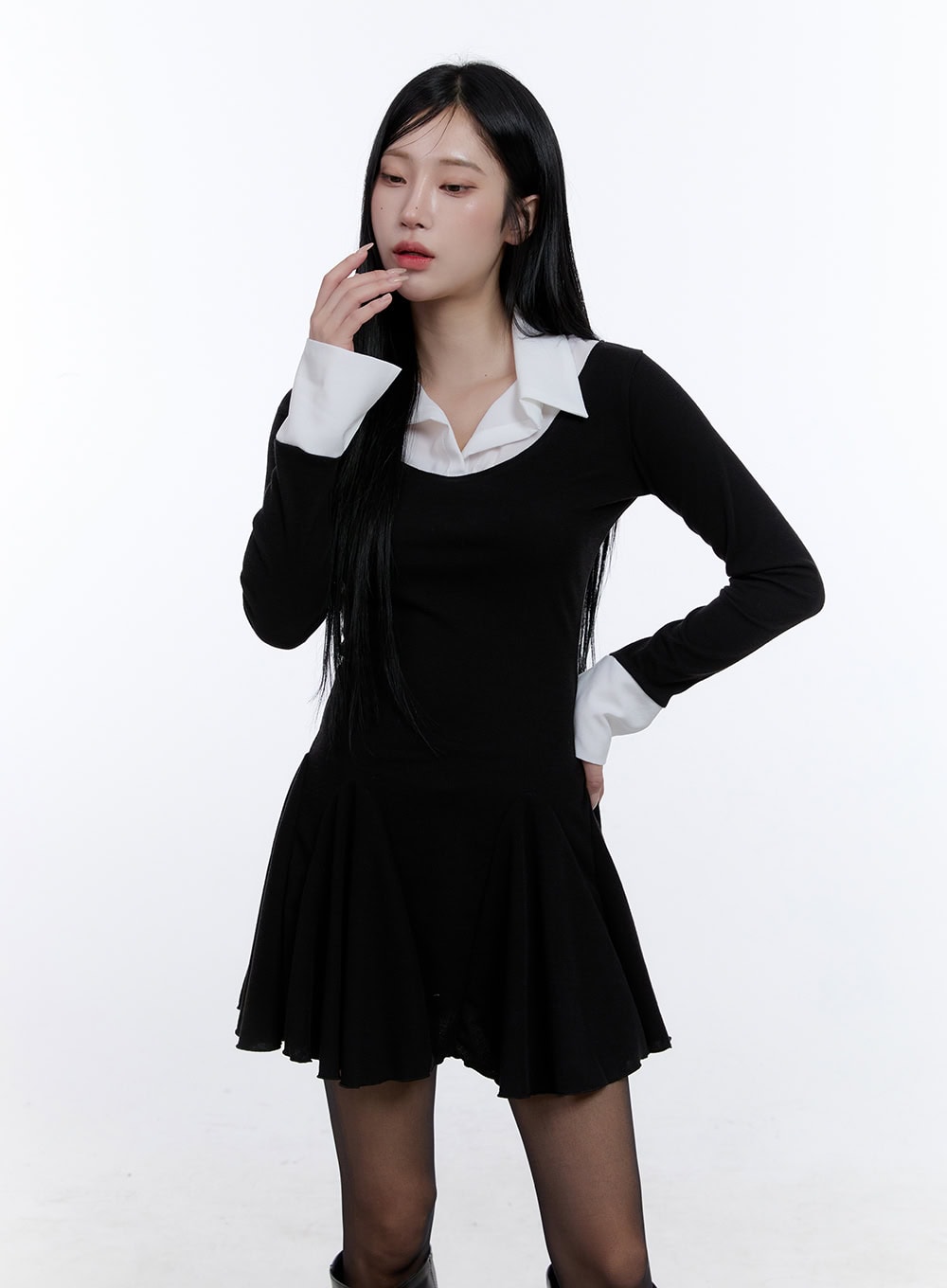Flare Collar Mini Dress CD420