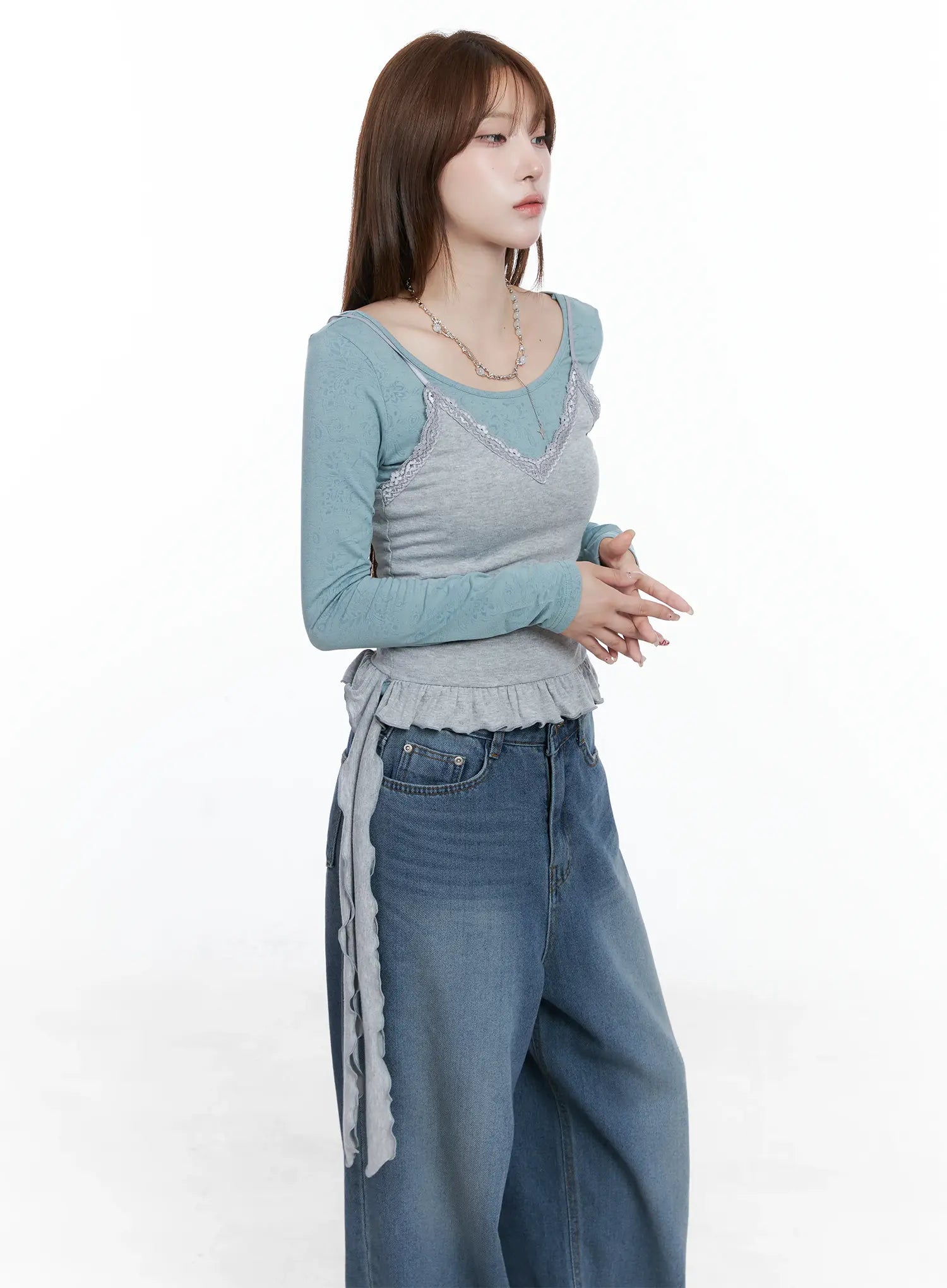 V-Neck Frill Crop Cami Top CS501