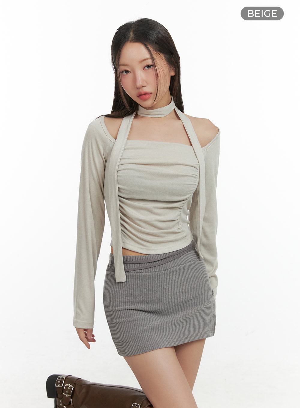 Shirred Square Neck Crop Top CO417