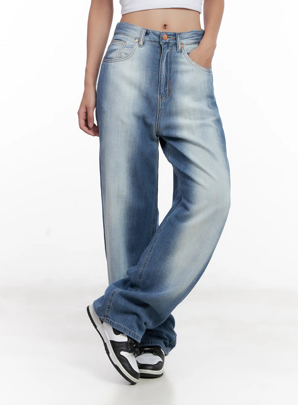 Yumi Washed Wide-Leg Denim Jeans CL521