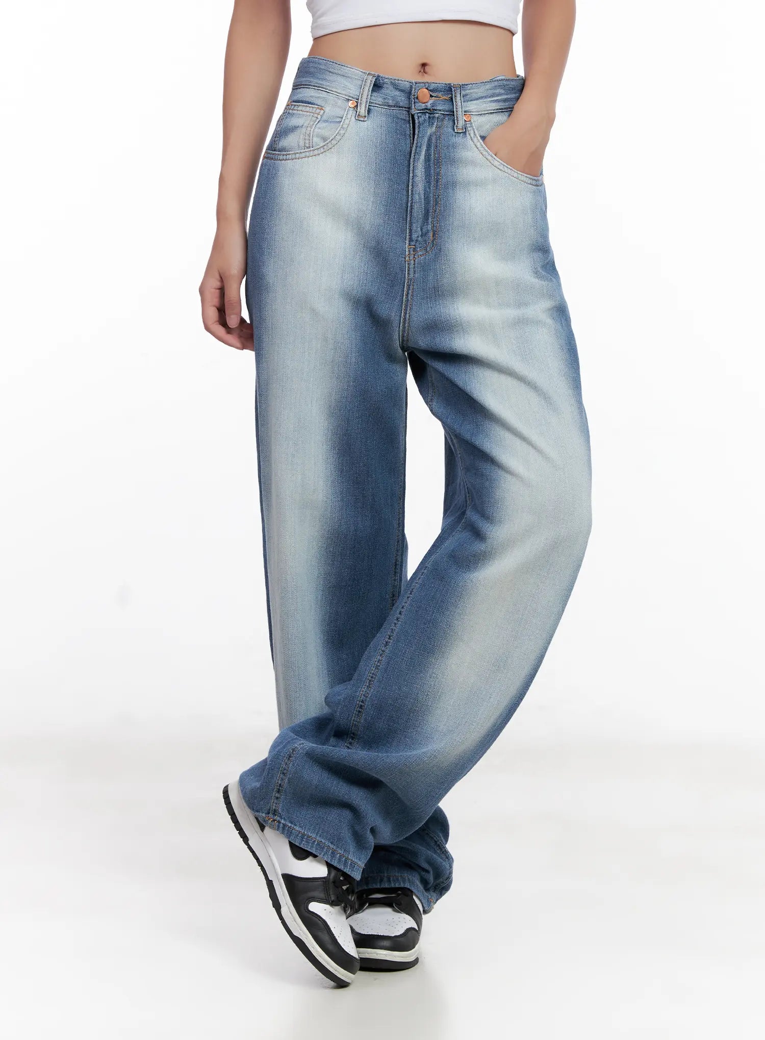 Yumi Washed Wide-Leg Denim Jeans CL521