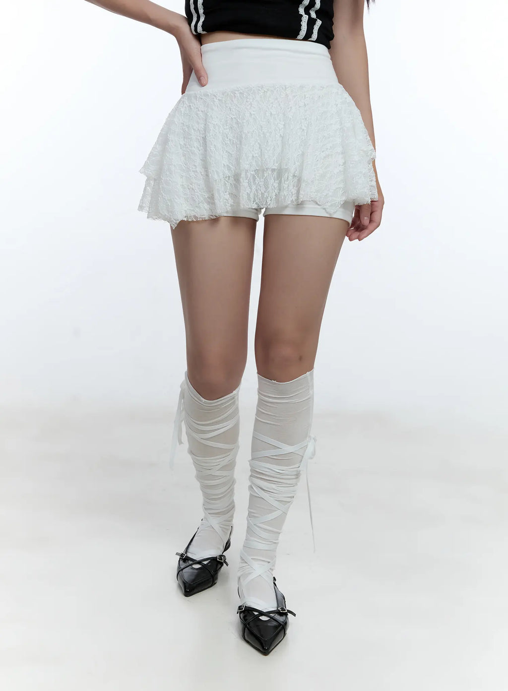 Lace Ruffled Mini Skort CU527