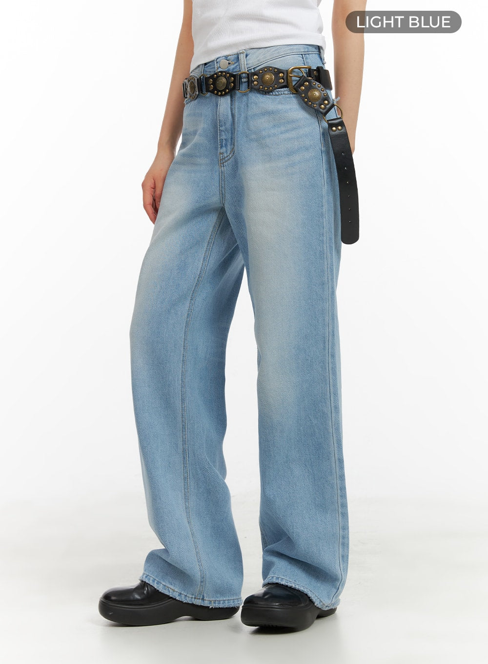 Cotton Washed Straight Jeans CA418
