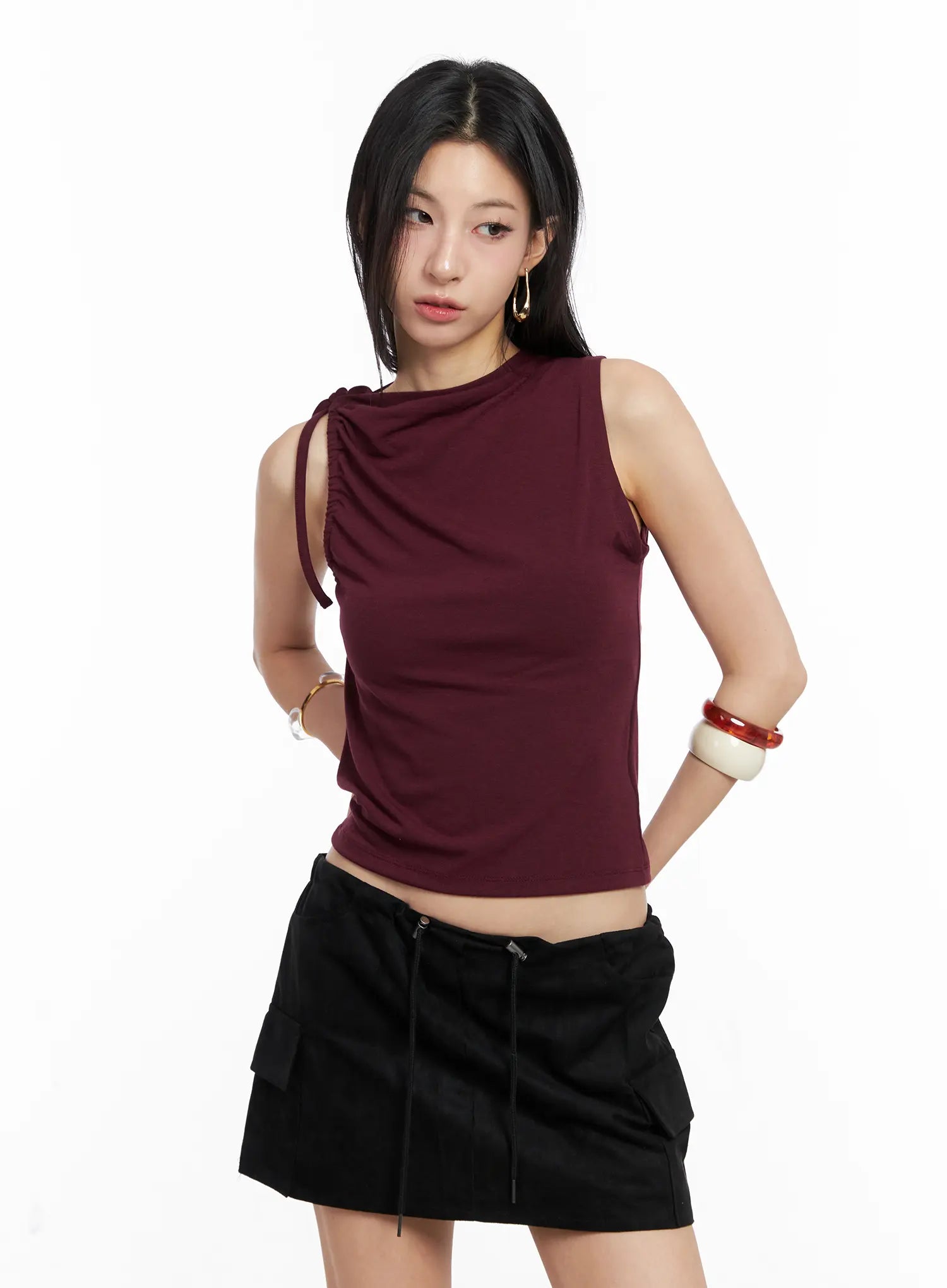 Ruched String Crop Top CC1109