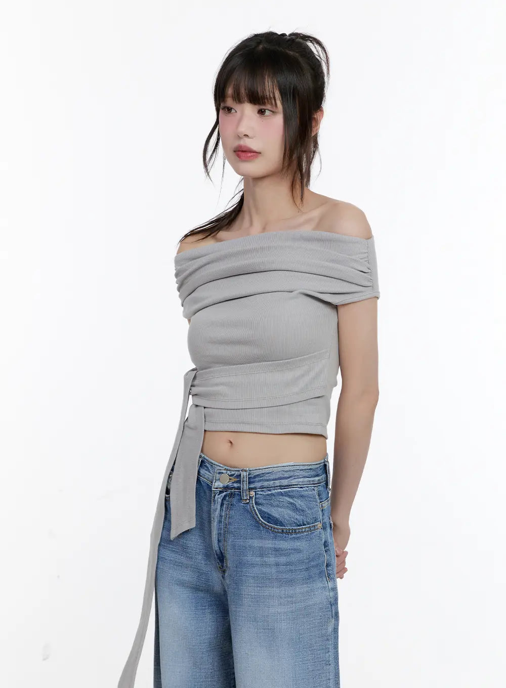 Off-Shoulder Tie Wrap Top CL504