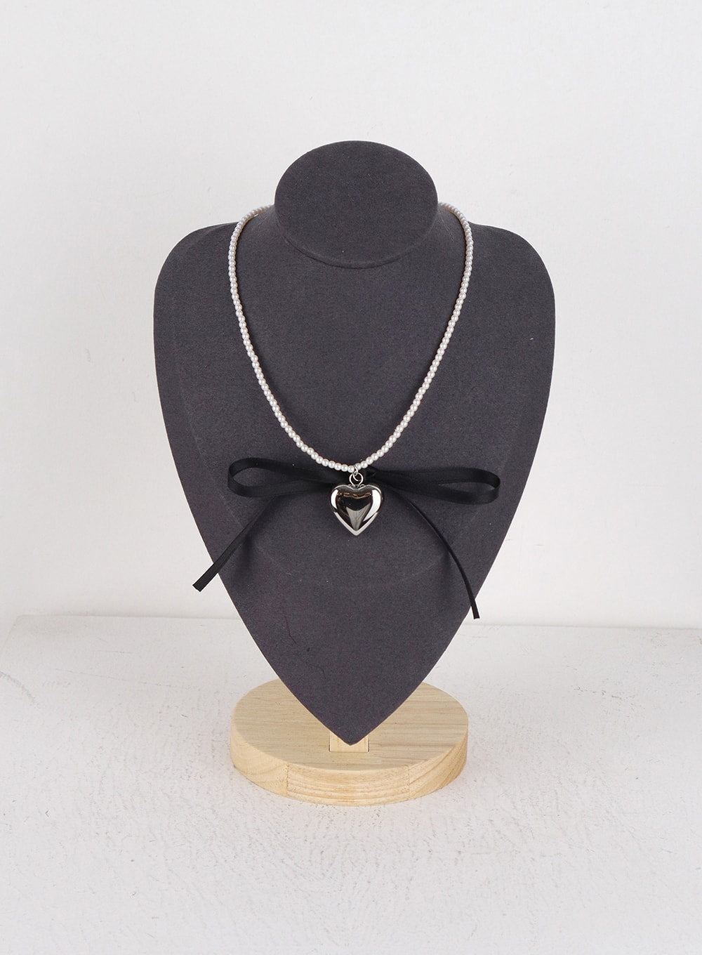 Balletcore Beaded Ribbon Heart Necklace OD327