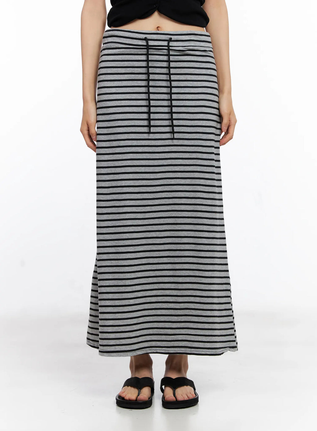 Striped Drawstring Maxi Skirt CL530